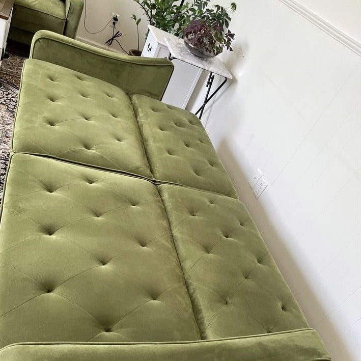 Novogratz vintage tufted velvet split back sofa bed deals